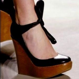 Chloe Mary Jane wooden platform wedges 40